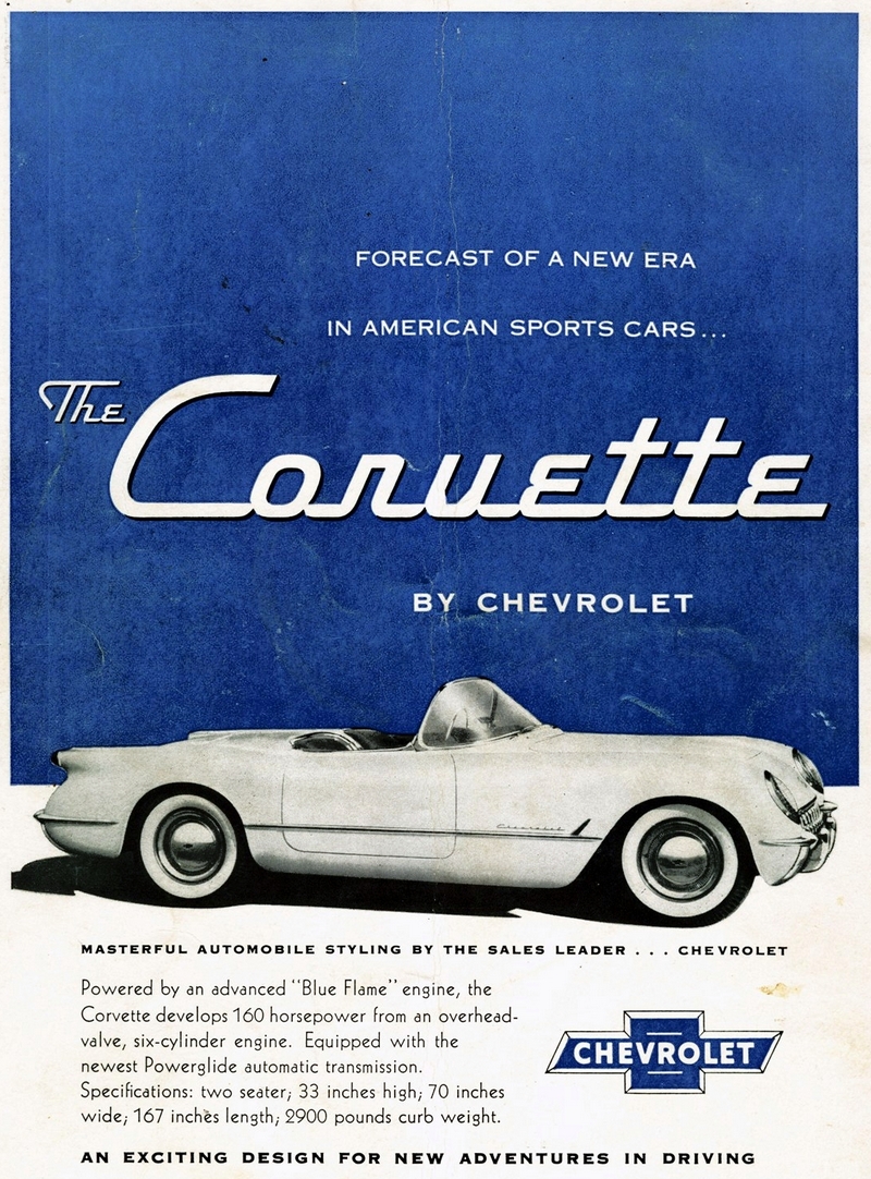 Chevrolet Corvette реклама 1954 года